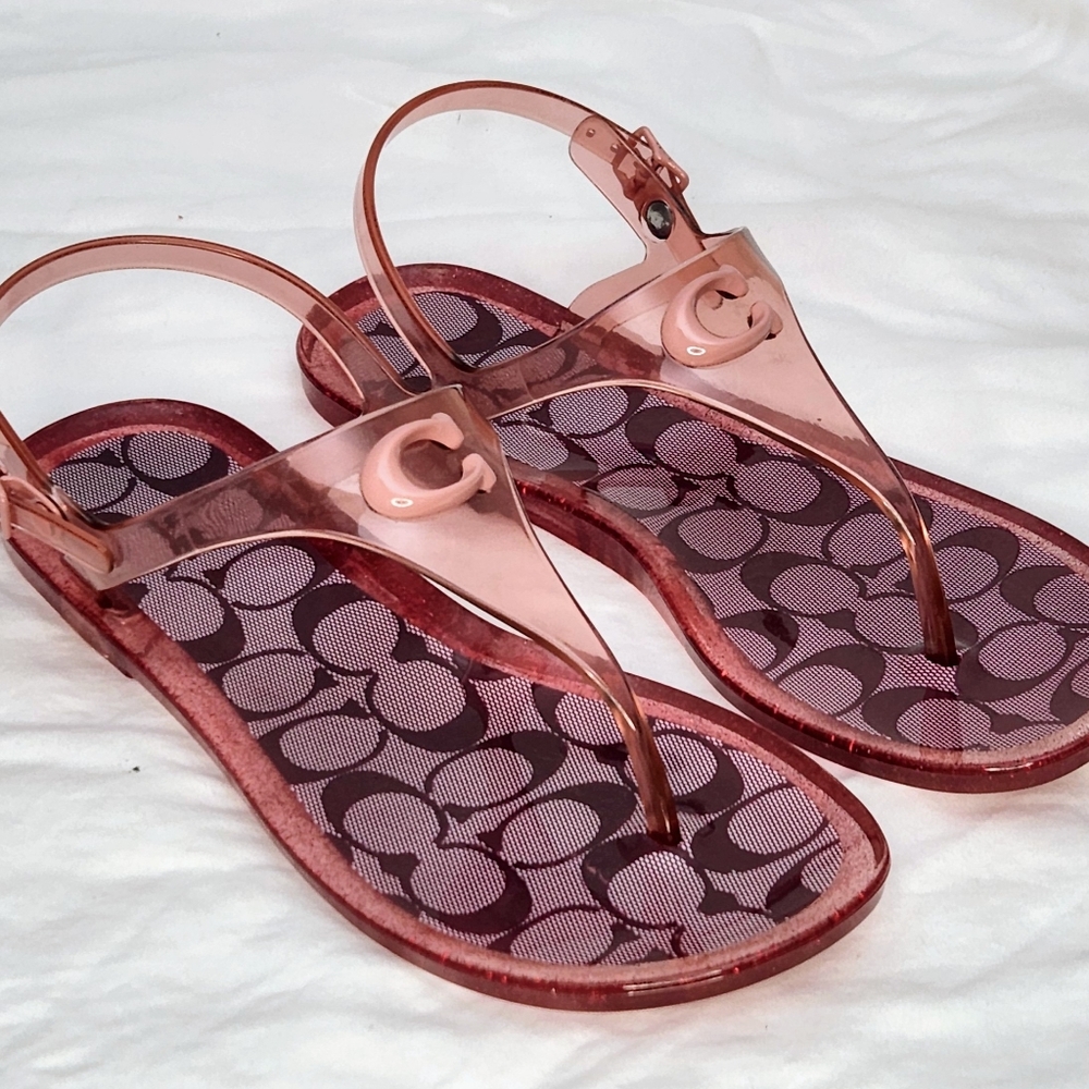 Coach Natalee Jelly Thong Sandals New No Box Candy Apple/Pink Size 6 - Picture 3 of 12
